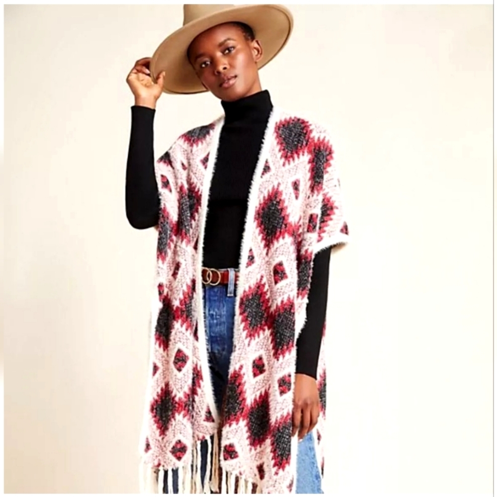 Anthropologie Akemi + Kin western aztec print fuzzy cardigan one size